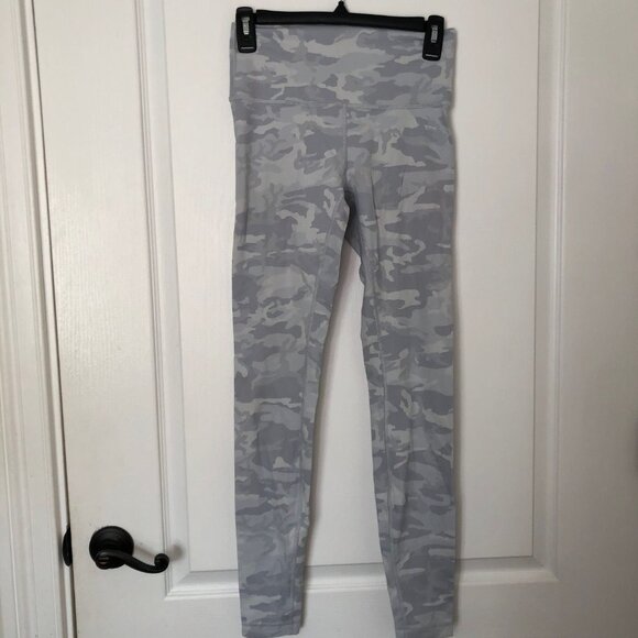 Lululemon Womens‎ Grey Camo Leggings High-Waist Full-Length Size 4 Stretch - Picture 2 of 7